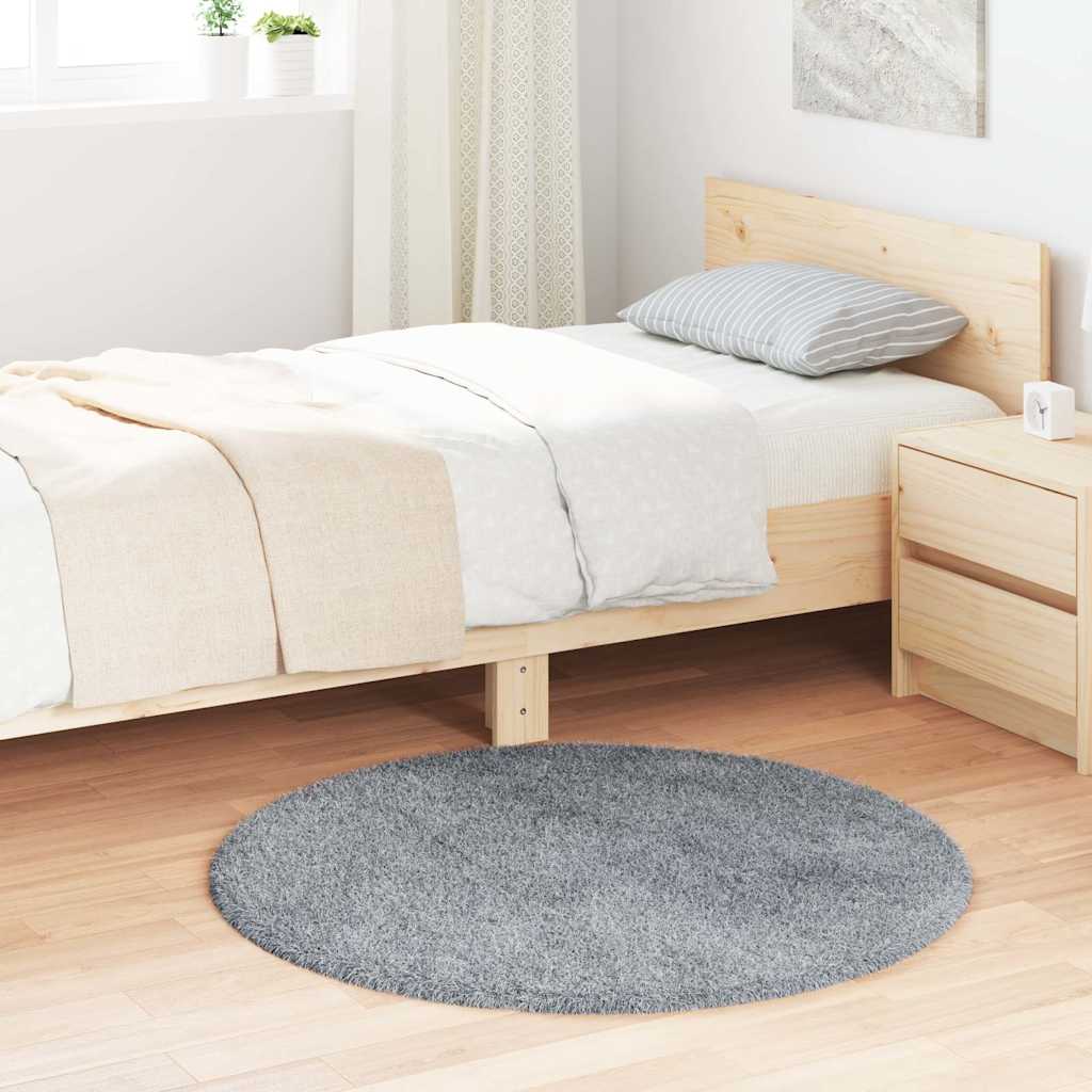 Hoogpolig vloerkleed NAVARRA 100x100 cm polyester lichtgrijs
