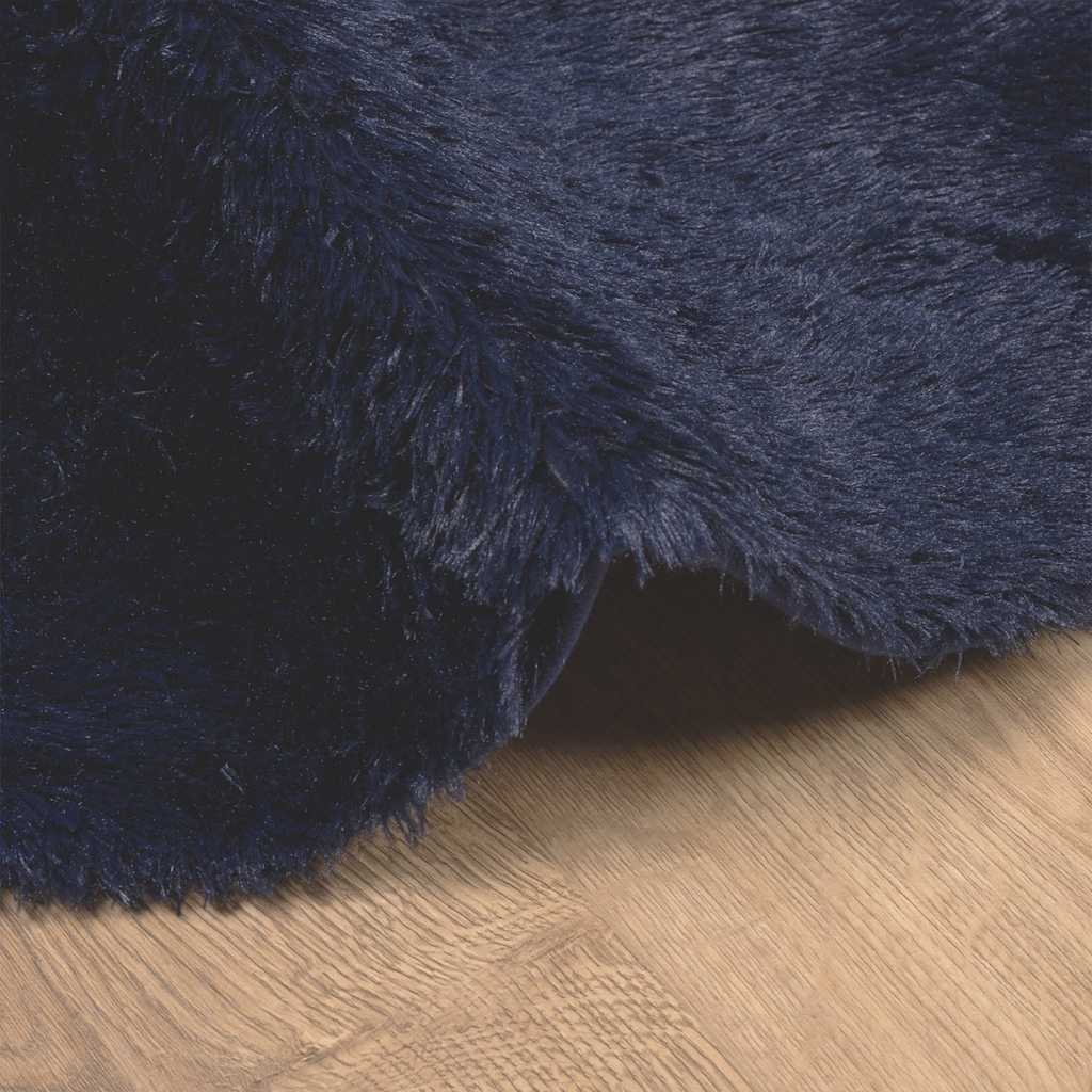 Hoogpolig vloerkleed NAVARRA 100x100 cm polyester marineblauw