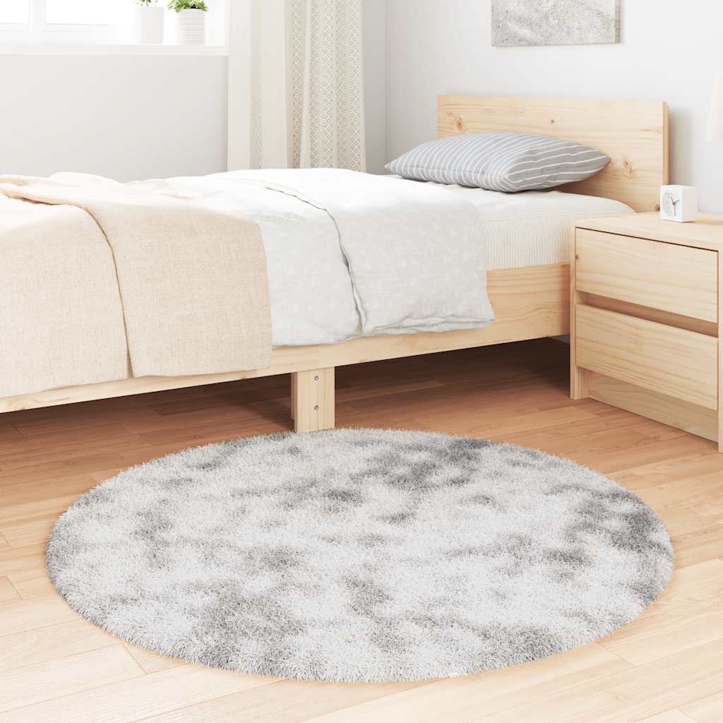 Hoogpolig vloerkleed NAVARRA 100x100 cm polyester zilvergrijs