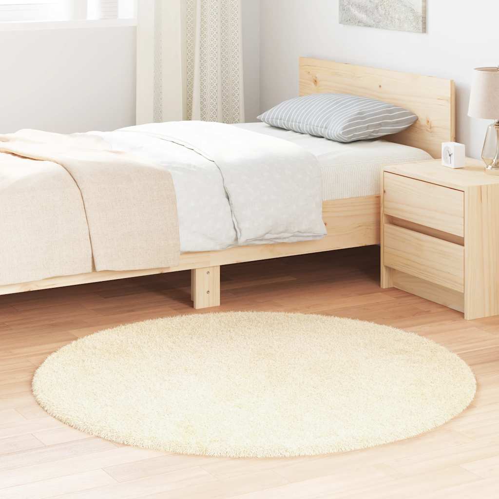 Hoogpolig vloerkleed NAVARRA 120x120 cm polyester crèmekleurig