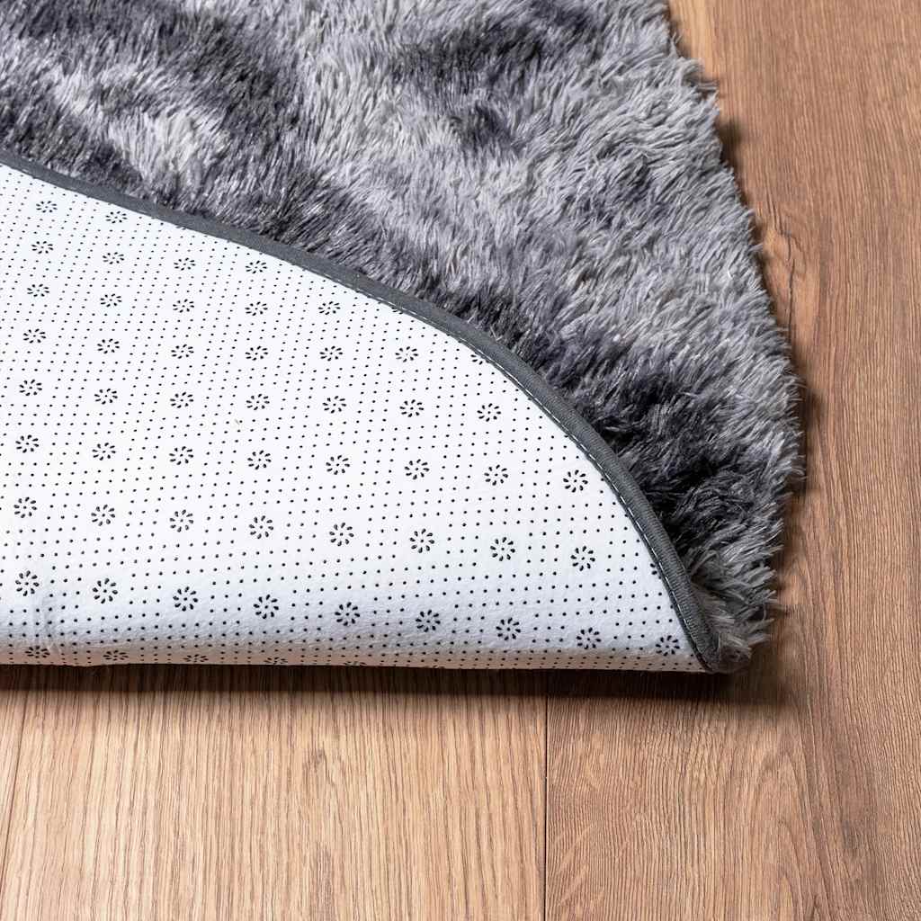 Hoogpolig vloerkleed NAVARRA 120x120 cm polyester donkergrijs