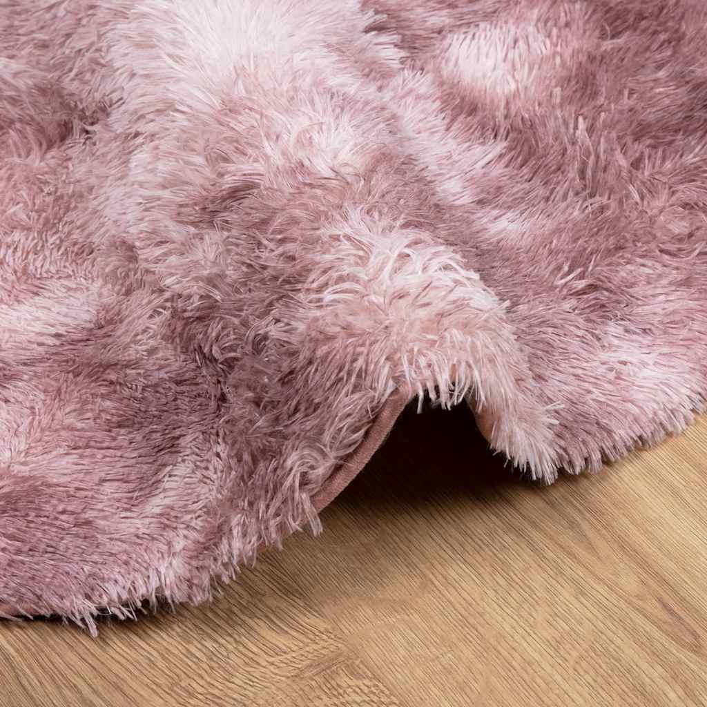 Hoogpolig vloerkleed NAVARRA 120x120 cm polyester stoffig roze
