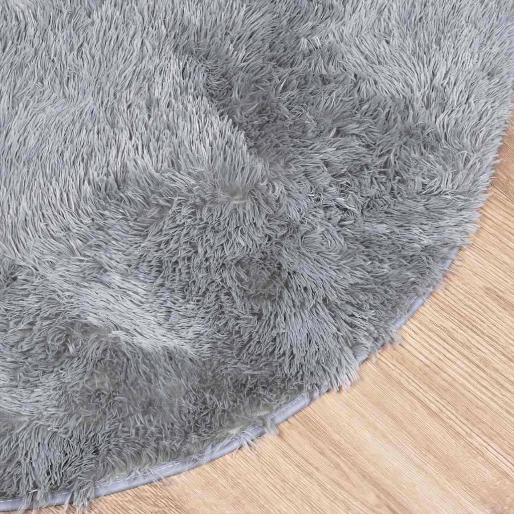 Hoogpolig vloerkleed NAVARRA 120x120 cm polyester lichtgrijs