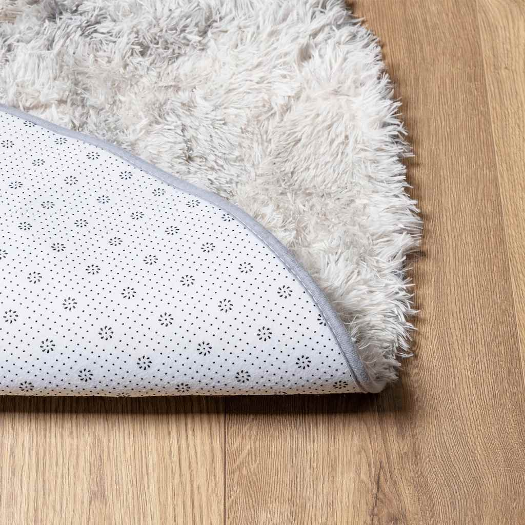 Hoogpolig vloerkleed NAVARRA 120x120 cm polyester lichtgrijs