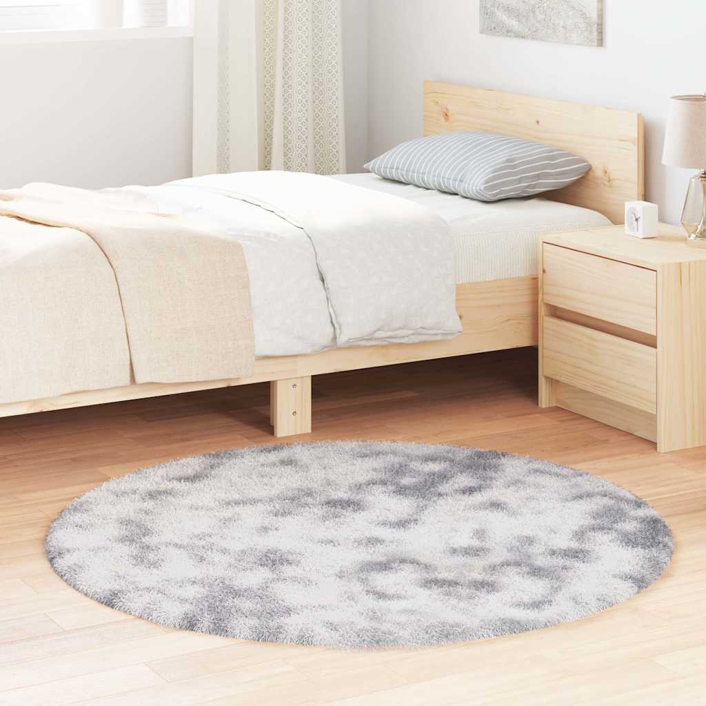 Hoogpolig vloerkleed NAVARRA 120x120 cm polyester zilvergrijs