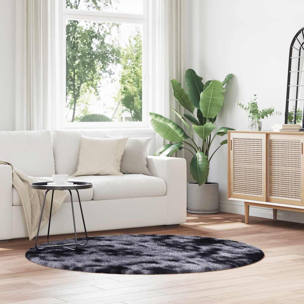 Hoogpolig vloerkleed NAVARRA 160x160 cm polyester donkergrijs