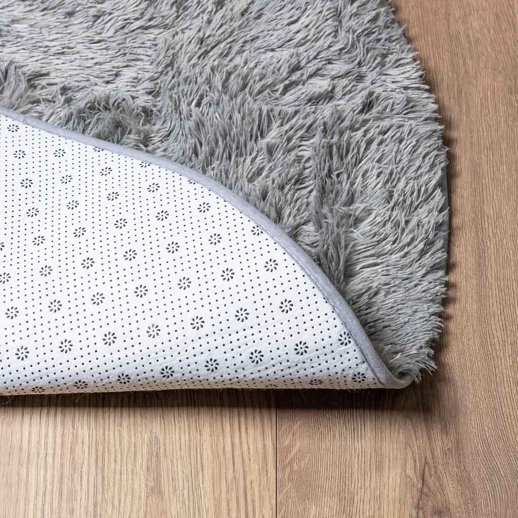 Hoogpolig vloerkleed NAVARRA 160x160 cm polyester zilvergrijs