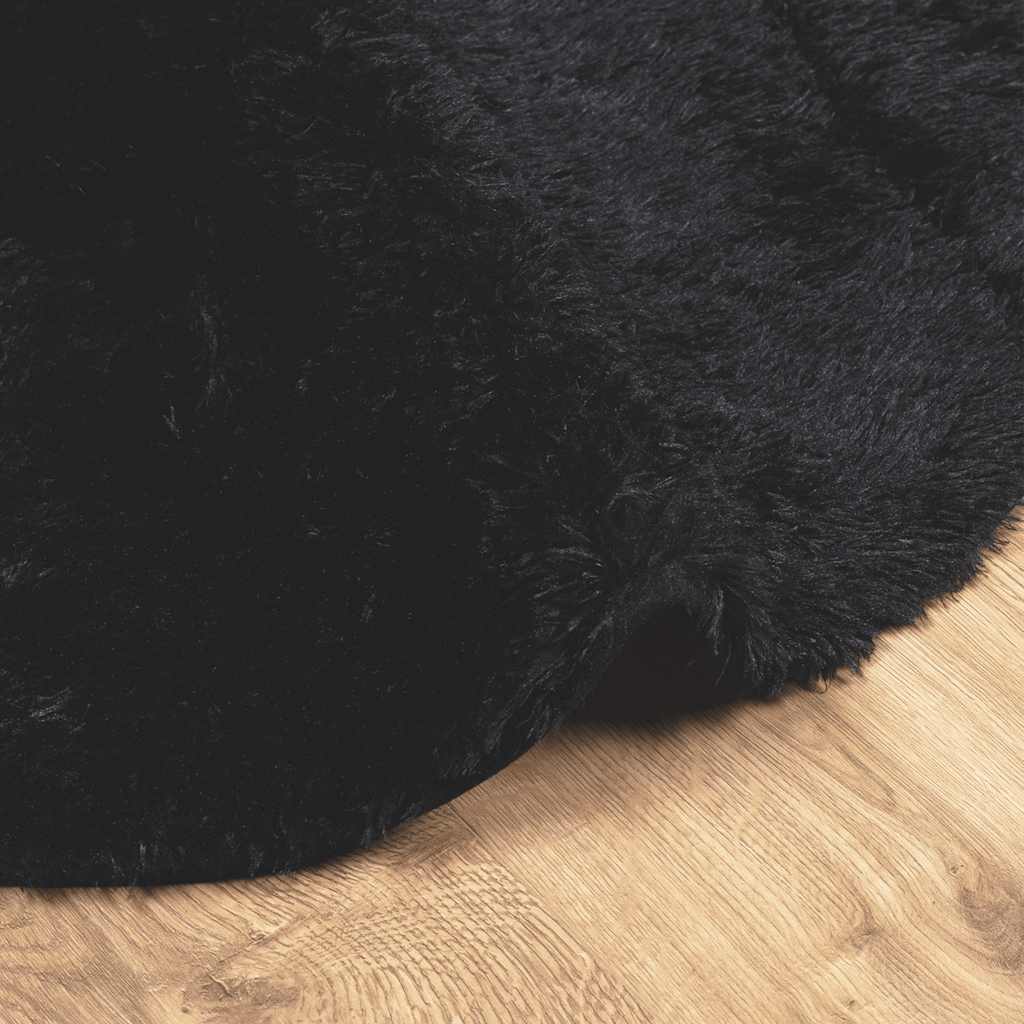Hoogpolig vloerkleed NAVARRA 200x200 cm polyester zwart