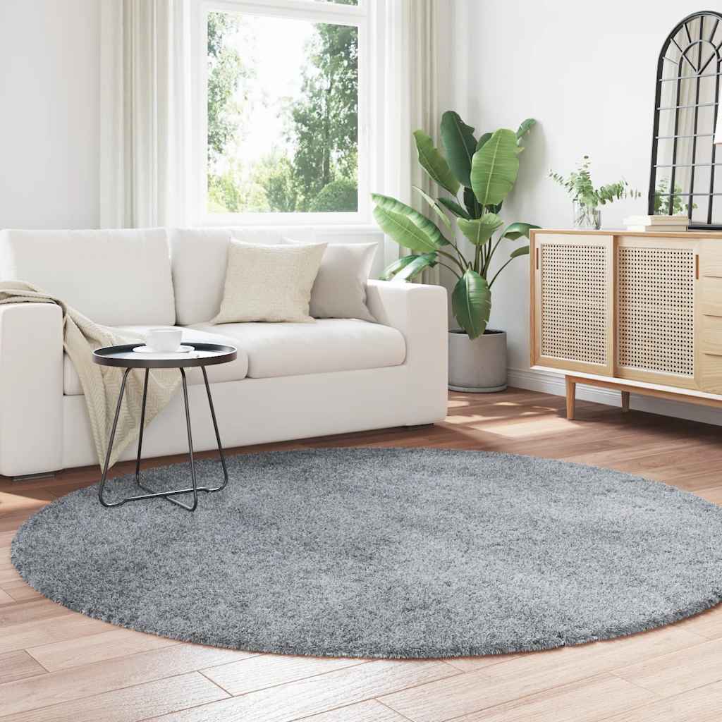 Hoogpolig vloerkleed NAVARRA 200x200 cm polyester lichtgrijs