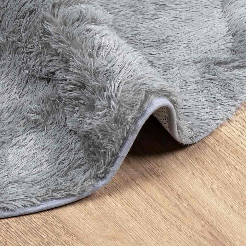 Hoogpolig vloerkleed NAVARRA 200x200 cm polyester lichtgrijs