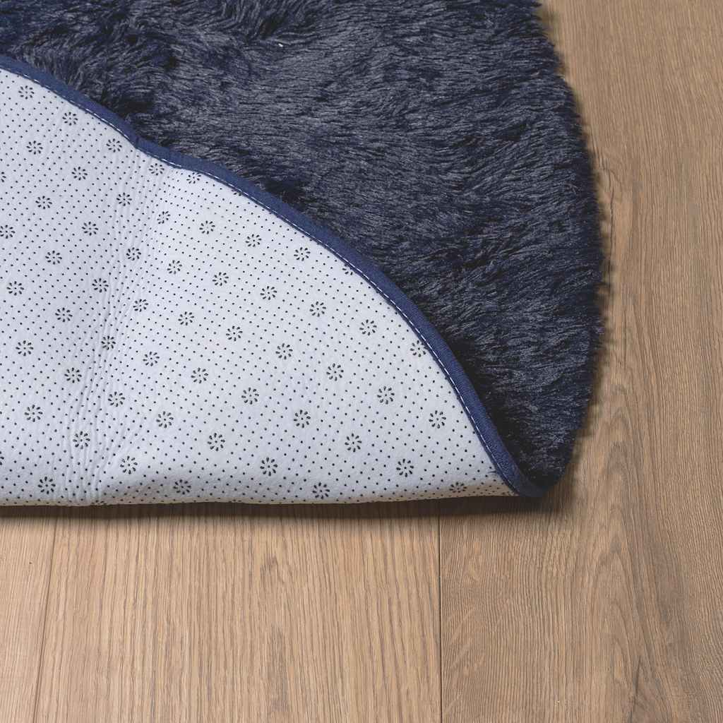 Hoogpolig vloerkleed NAVARRA 200x200 cm polyester marineblauw