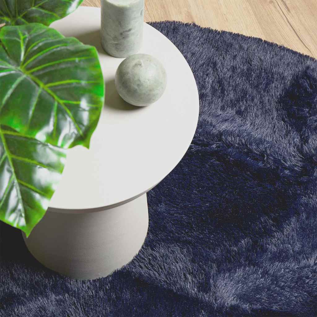 Hoogpolig vloerkleed NAVARRA 200x200 cm polyester marineblauw