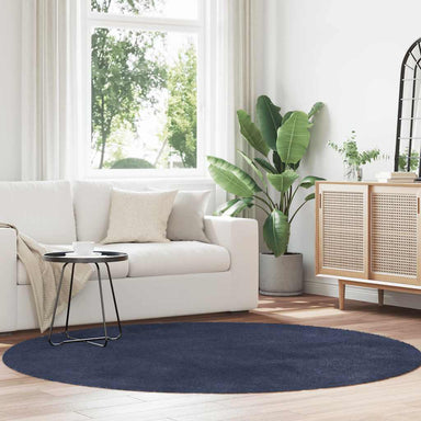 Hoogpolig vloerkleed NAVARRA 200x200 cm polyester marineblauw