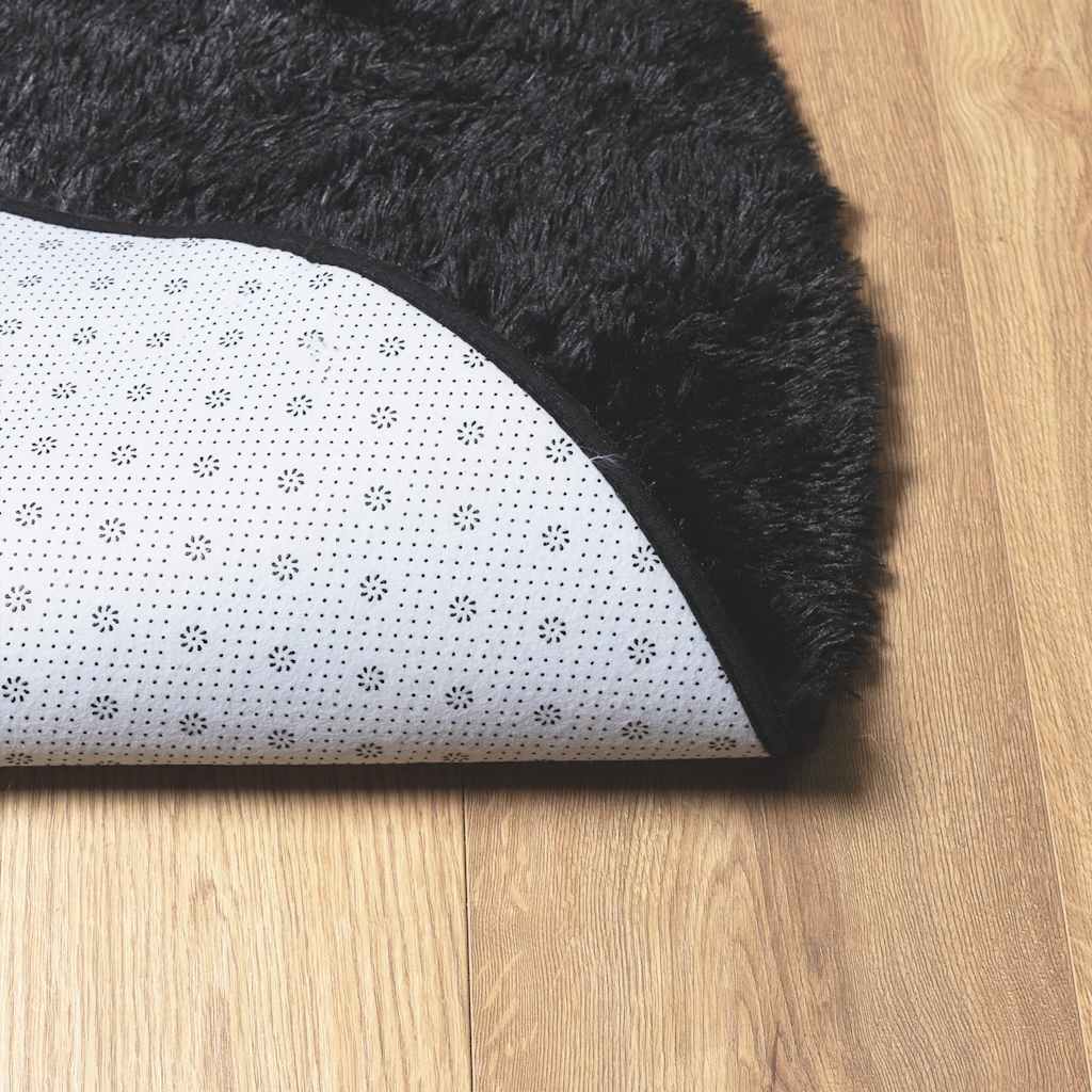 Hoogpolig vloerkleed NAVARRA 240x240 cm polyester zwart
