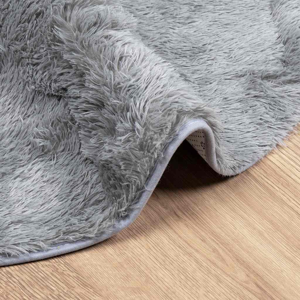 Hoogpolig vloerkleed NAVARRA 240x240 cm polyester lichtgrijs