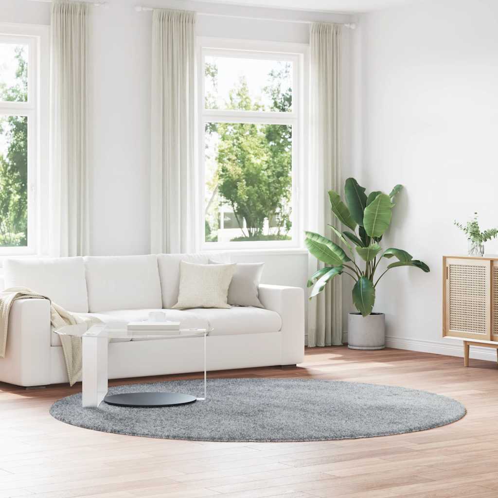Hoogpolig vloerkleed NAVARRA 240x240 cm polyester lichtgrijs