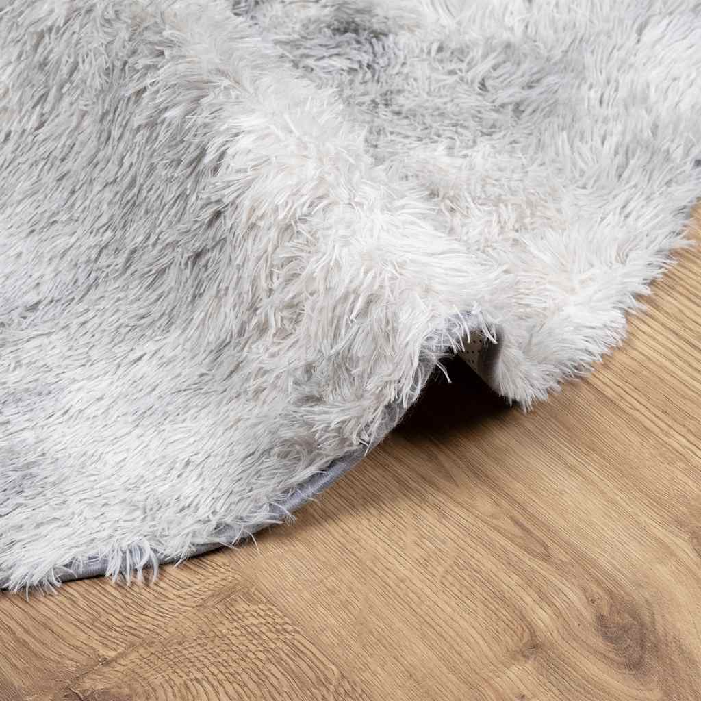 Hoogpolig vloerkleed NAVARRA 240x240 cm polyester zilvergrijs