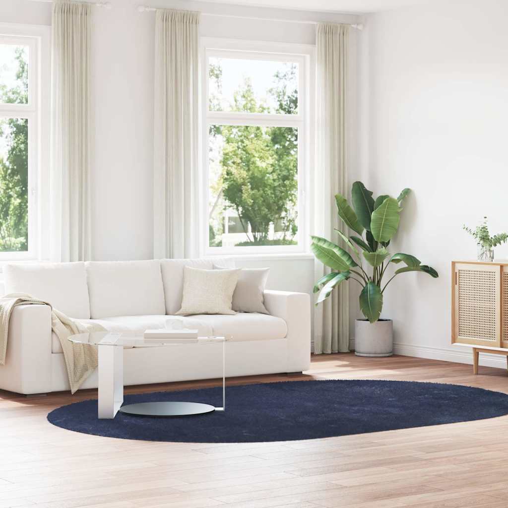 Hoogpolig vloerkleed NAVARRA 300x200 cm polyester marineblauw