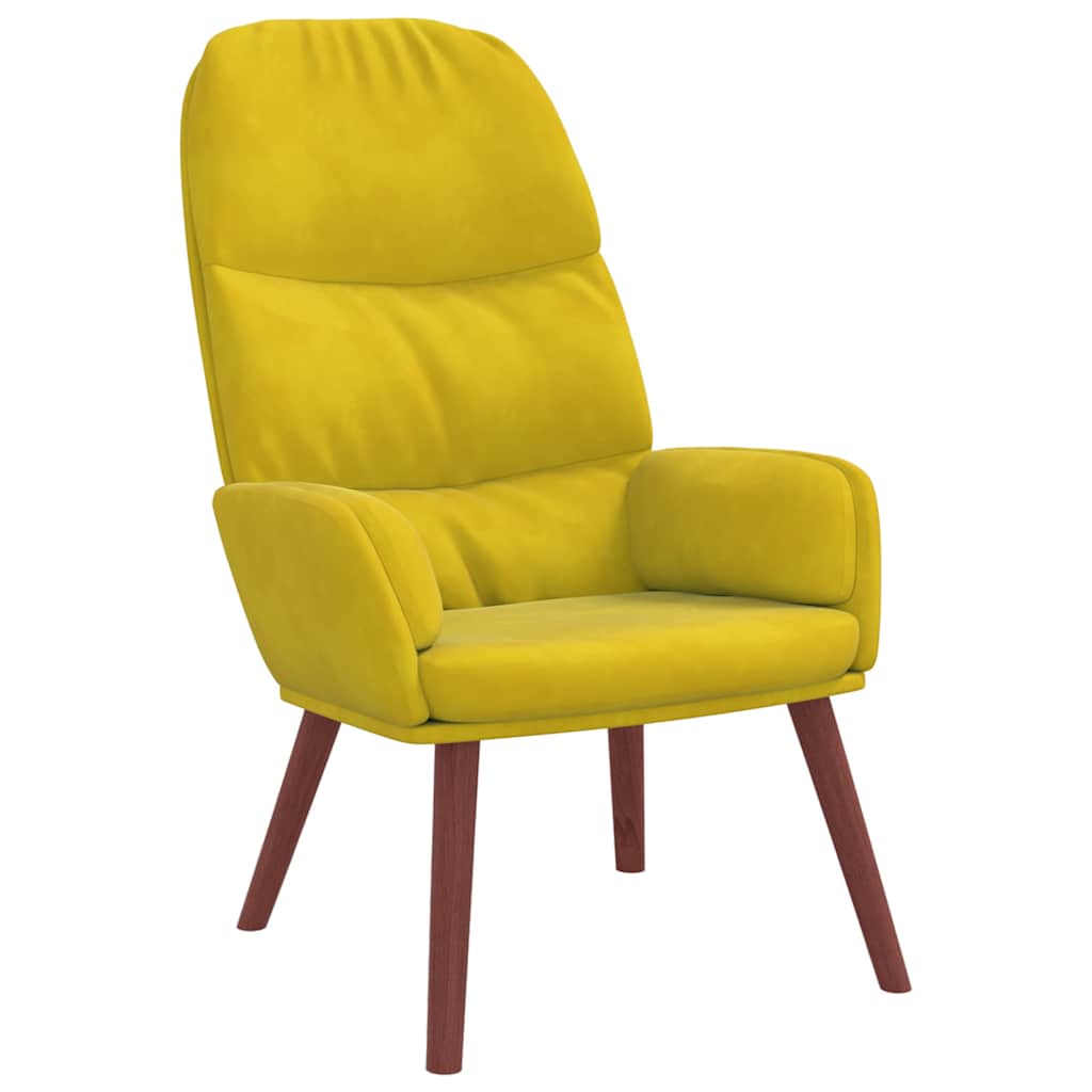 Relaxstoel fluweel geel