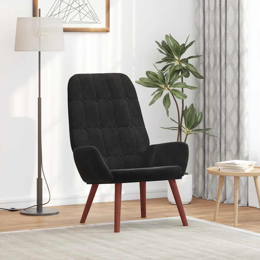 Relaxstoel fluweel zwart