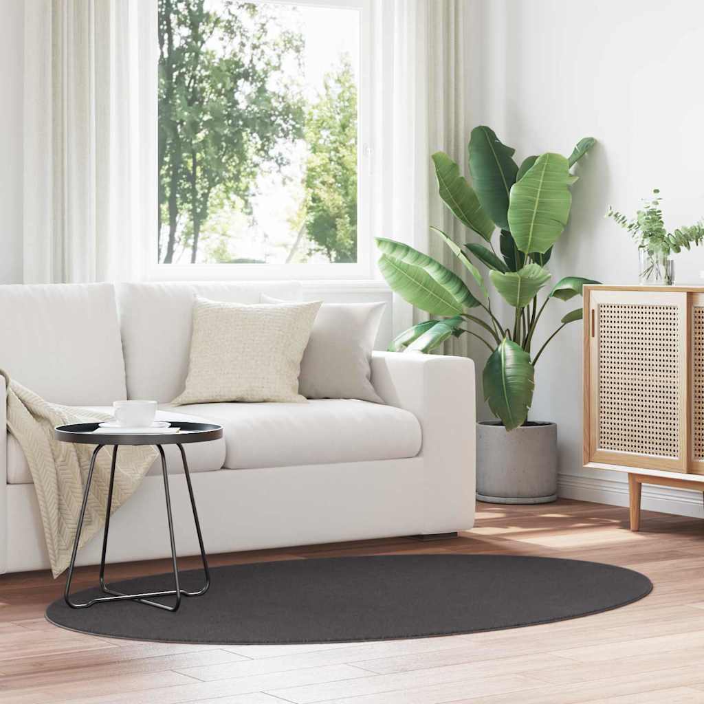 Vloerkleden Ovaal HUARTE Antraciet 100 x 200 cm 100% Polyester
