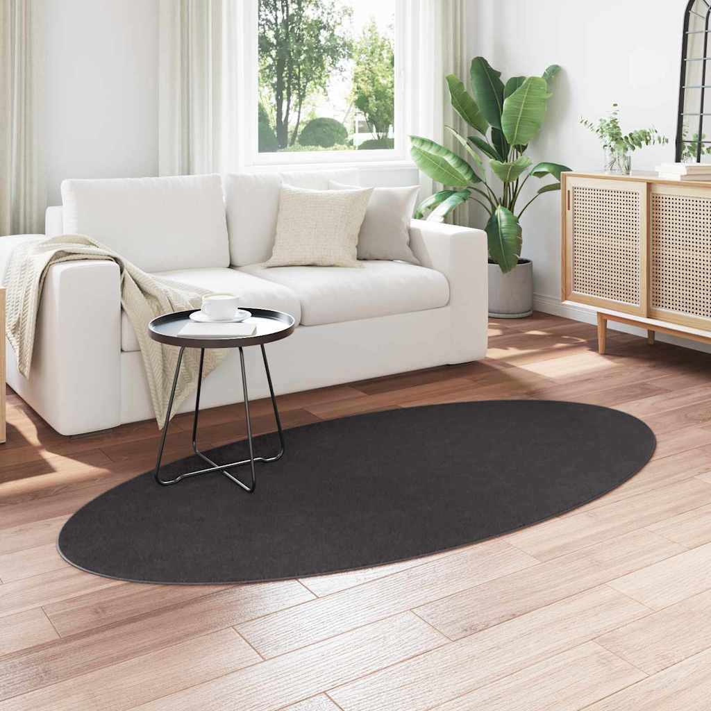 Vloerkleden Ovaal HUARTE Antraciet 100 x 200 cm 100% Polyester
