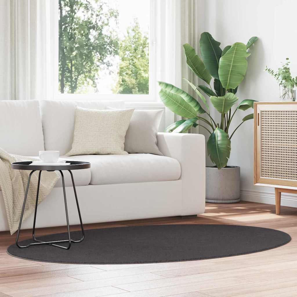 Vloerkleden Ovaal HUARTE Antraciet 120 x 170 cm 100% Polyester