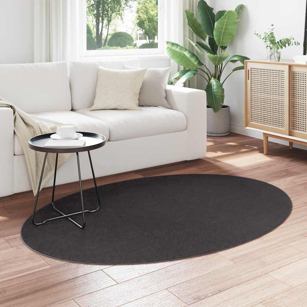 Vloerkleden Ovaal HUARTE Antraciet 120 x 170 cm 100% Polyester