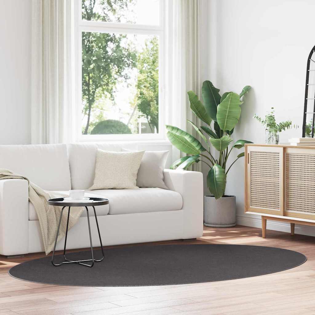 Vloerkleden Ovaal HUARTE Antraciet 160 x 230 cm 100% Polyester