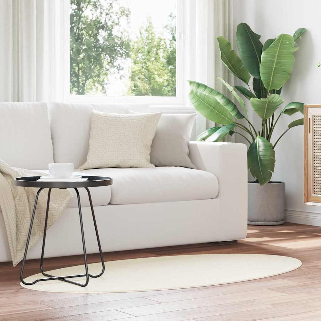 Vloerkleden Ovaal HUARTE Crème 80 x 150 cm 100% Polyester