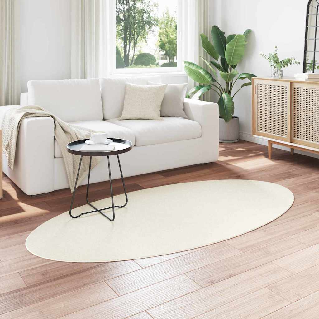 Vloerkleden Ovaal HUARTE Crème 100 x 200 cm 100% Polyester