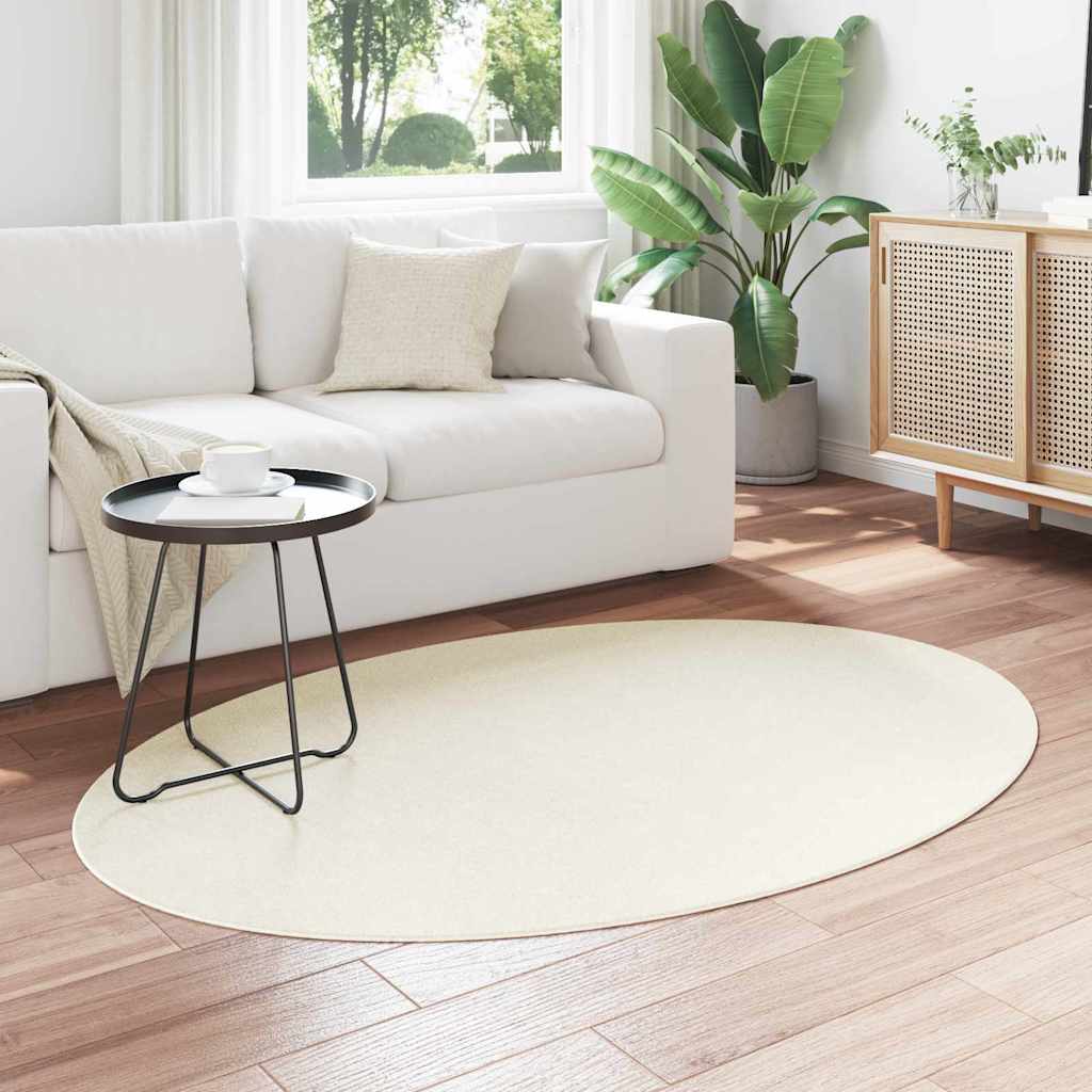 Vloerkleden Ovaal HUARTE Crème 120 x 170 cm 100% Polyester