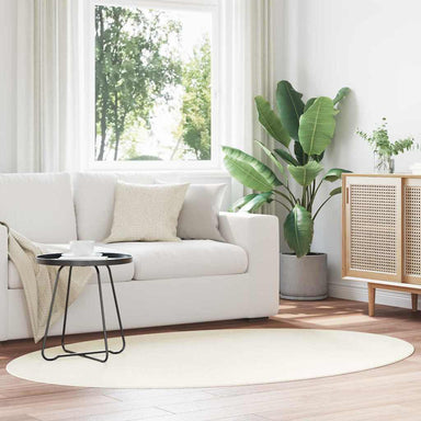Vloerkleden Ovaal HUARTE Crème 140 x 200 cm 100% Polyester