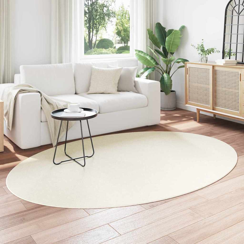 Vloerkleden Ovaal HUARTE Crème 160 x 230 cm 100% Polyester