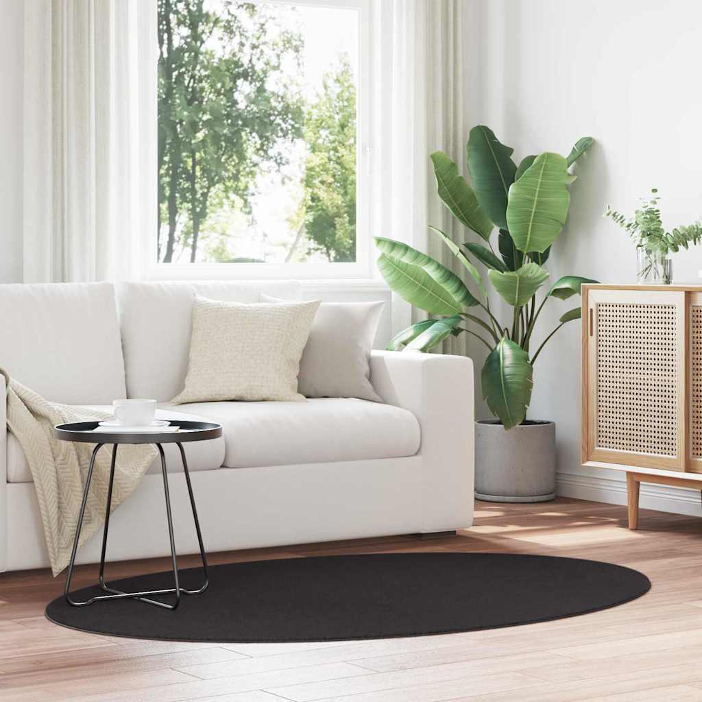 Vloerkleden Ovaal HUARTE Zwart 100 x 200 cm 100% Polyester