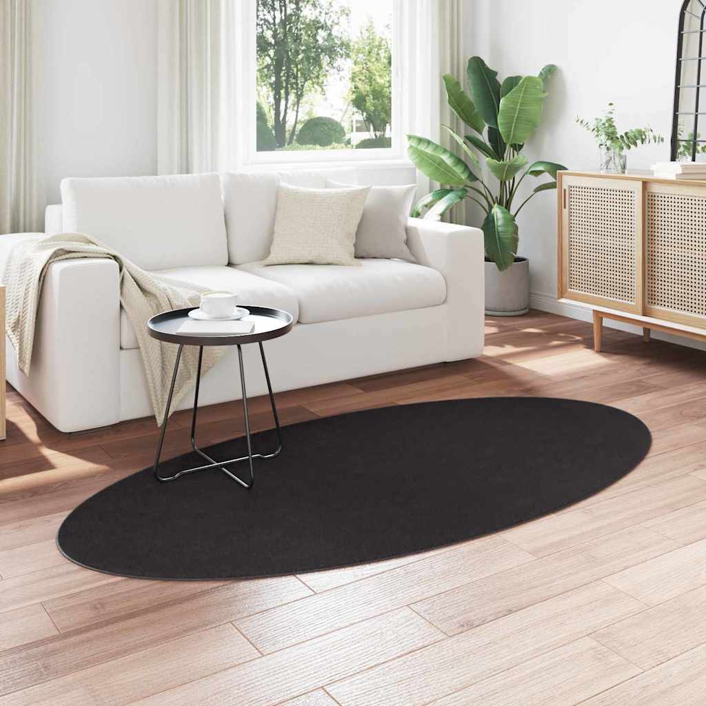 Vloerkleden Ovaal HUARTE Zwart 100 x 200 cm 100% Polyester