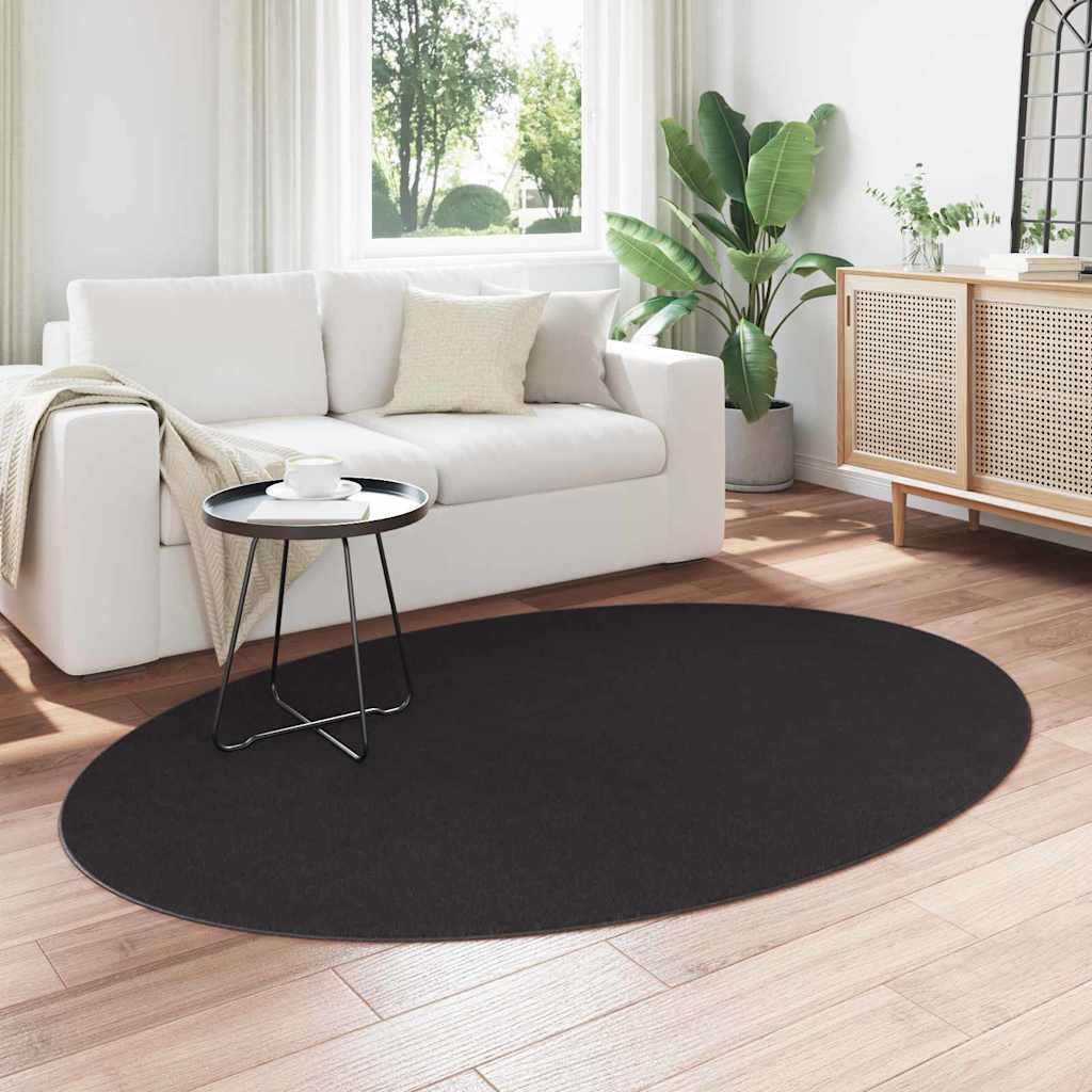 Vloerkleden Ovaal HUARTE Zwart 140 x 200 cm 100% Polyester
