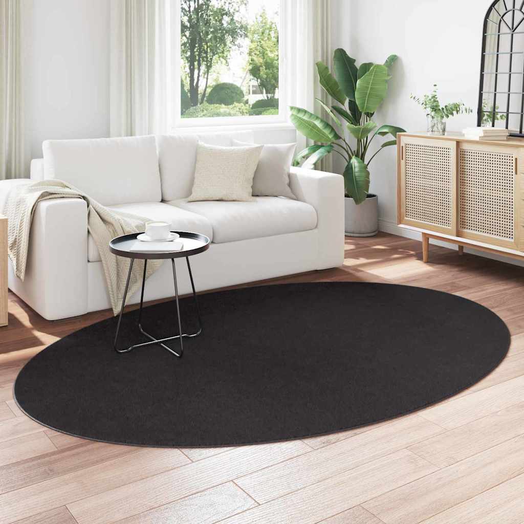 Vloerkleden Ovaal HUARTE Zwart 160 x 230 cm 100% Polyester