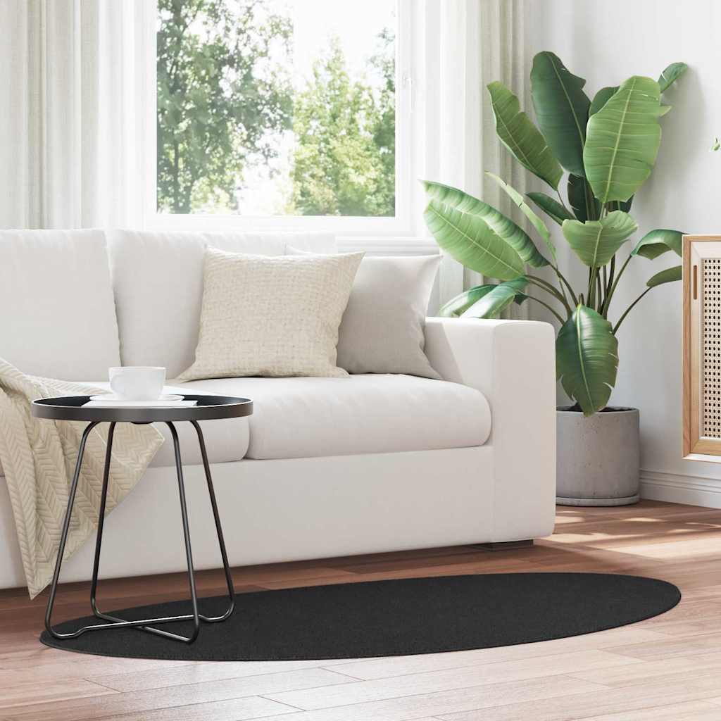 Tapijt HUARTE Zwart 80 x 150 cm Polyester