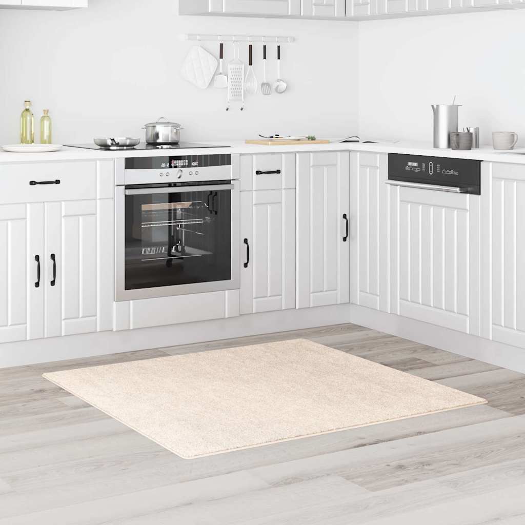 Antislip Shaggy Tapijt Crème 120 x 120 cm PP