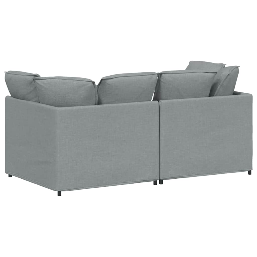 Modulaire bank met kussens stof lichtgrijs