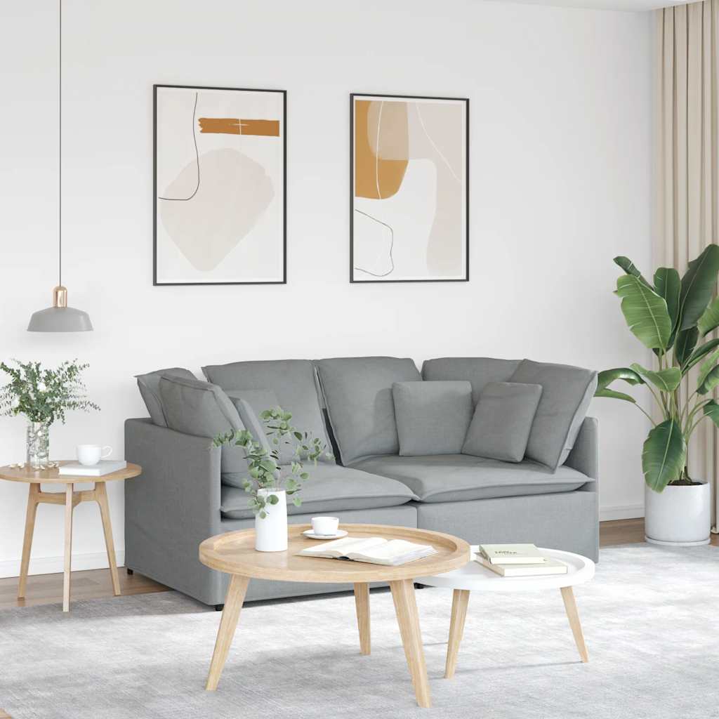 Modulaire bank met kussens stof lichtgrijs