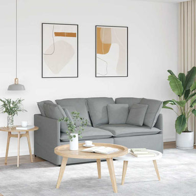 Modulaire bank met kussens stof lichtgrijs