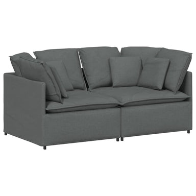 Modulaire bank met kussens stof donkergrijs