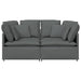 Modulaire bank met kussens stof donkergrijs