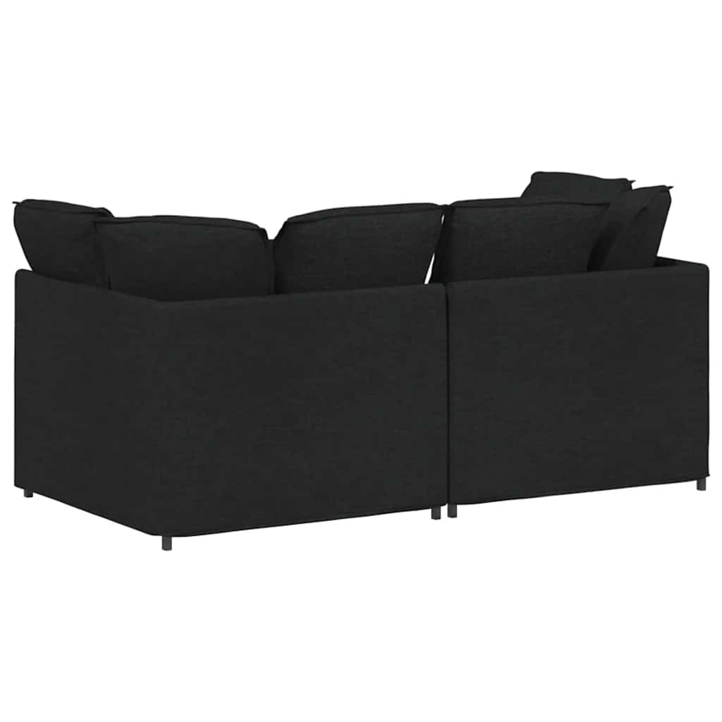 Modulaire bank met kussens stof zwart