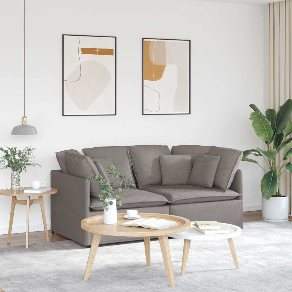 Modulaire bank met kussens stof taupe