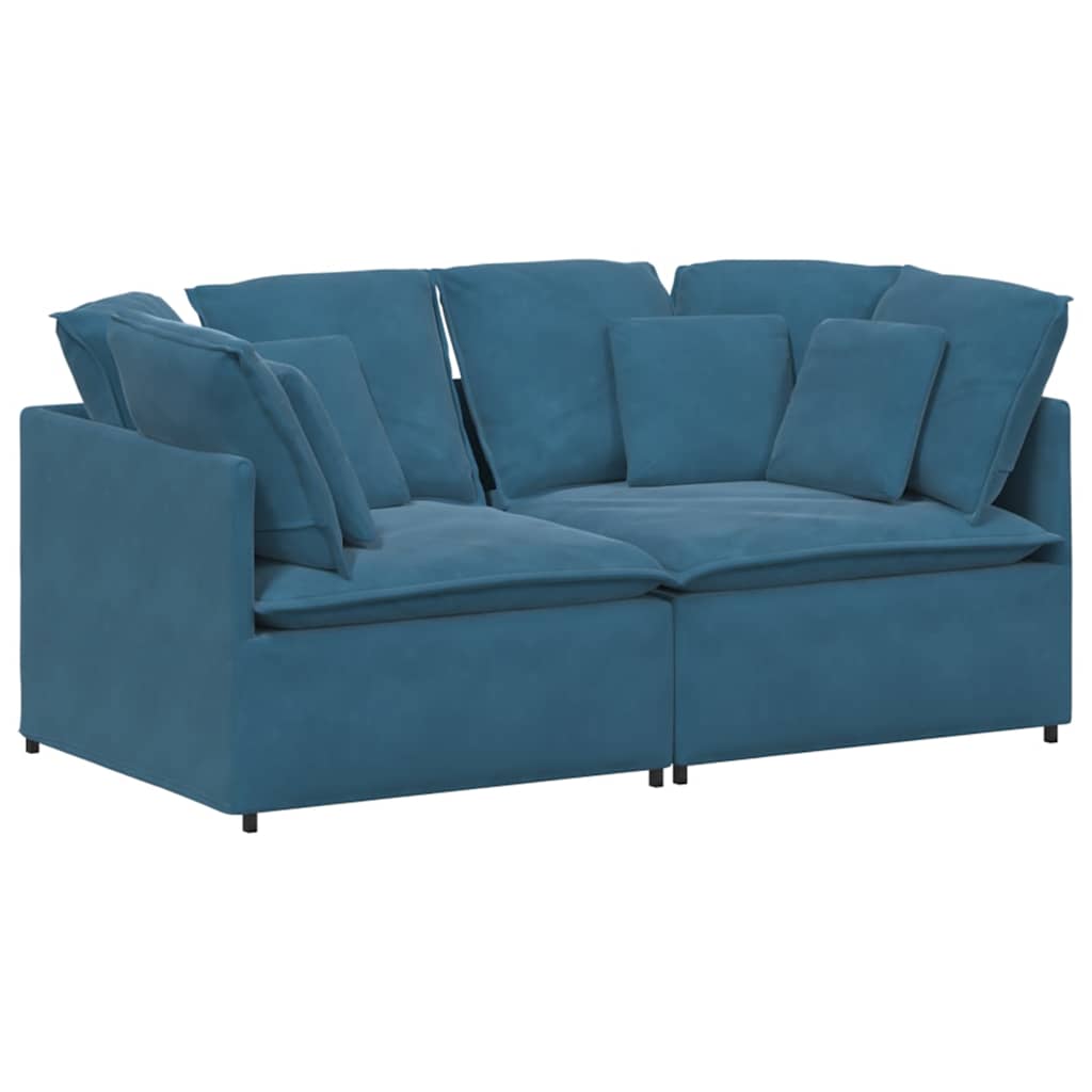Modulaire bank met kussens fluweel blauw