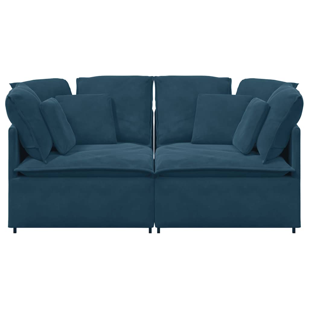 Modulaire bank met kussens fluweel blauw