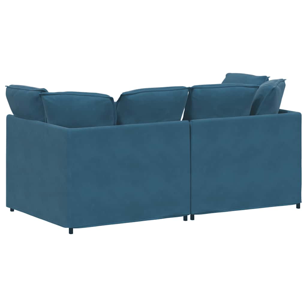 Modulaire bank met kussens fluweel blauw